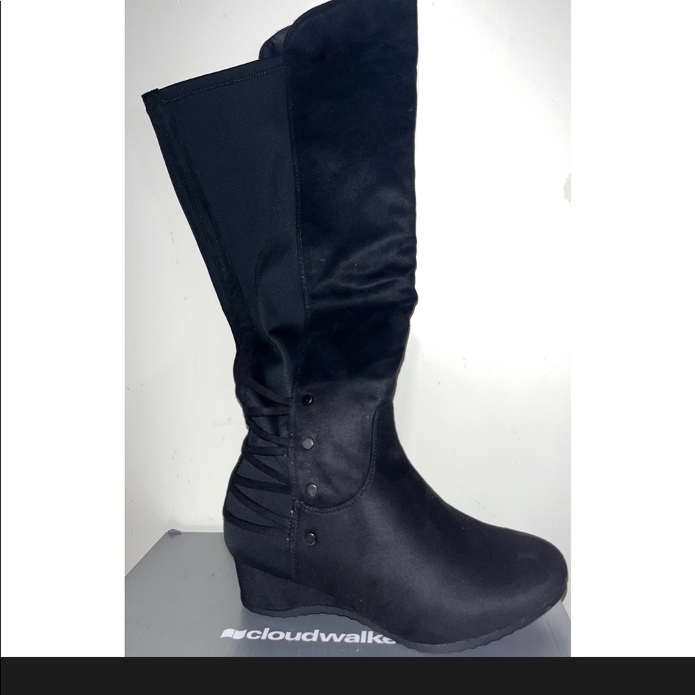Black Tall Wide Calf Boots